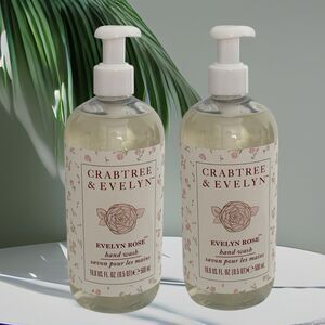 Crabtree & Evelyn Hand Wash with Pump 16.9 fl oz New 2 Pack Evelyn Rose